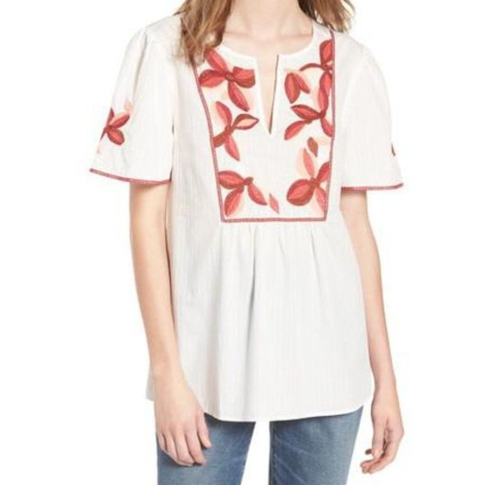 Madewell embroidered Floral Fable top
